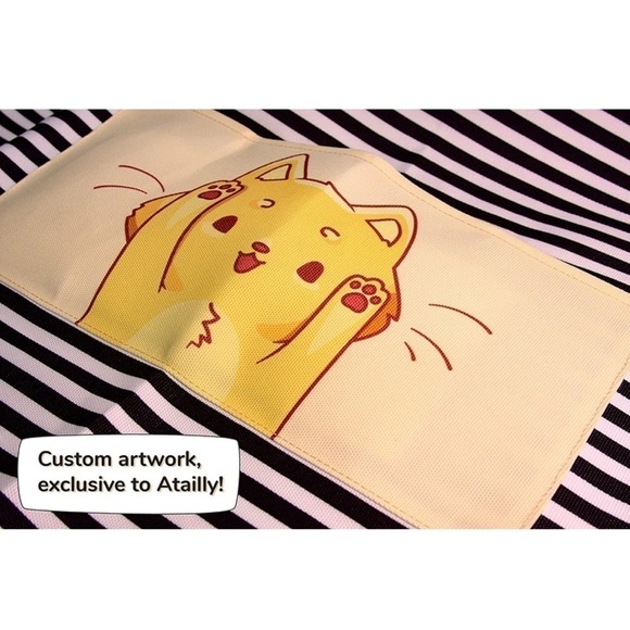 Brand New Striped Kitchen Apron w/ Cute Cat Design & Pockets - Picture 2 of 8